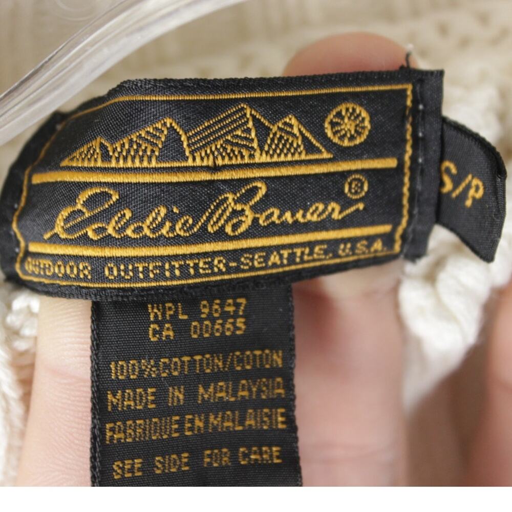 Eddie Bauer Cream Sweater Small Pullover Floral 3D Embroidery Cottagecore - Picture 7 of 11
